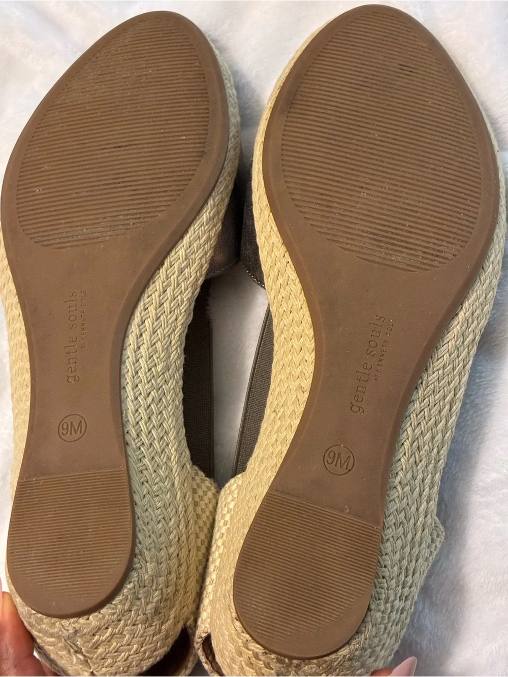 gentle souls Metallic Gray Espadrille Slingback Wedge - Metallic Gray